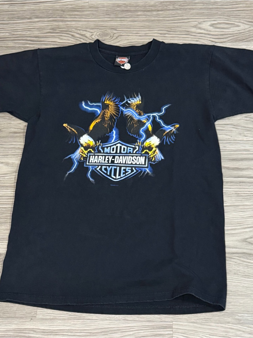 Harley-Davidson Black Tee with Eagle & Lightning Graphic